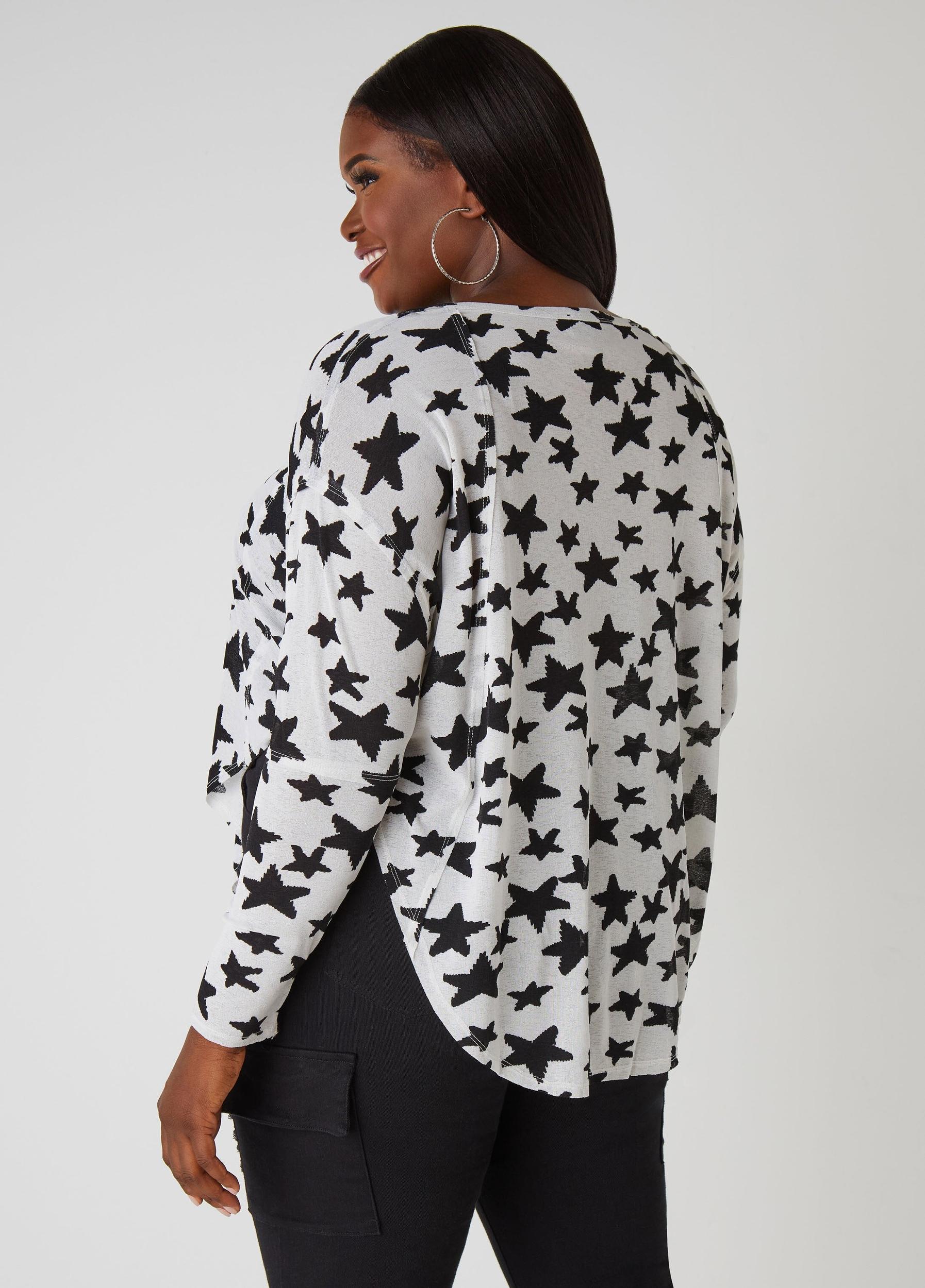 Plus Size Slub Knit V Neck Top Ashley Stewart Product Image