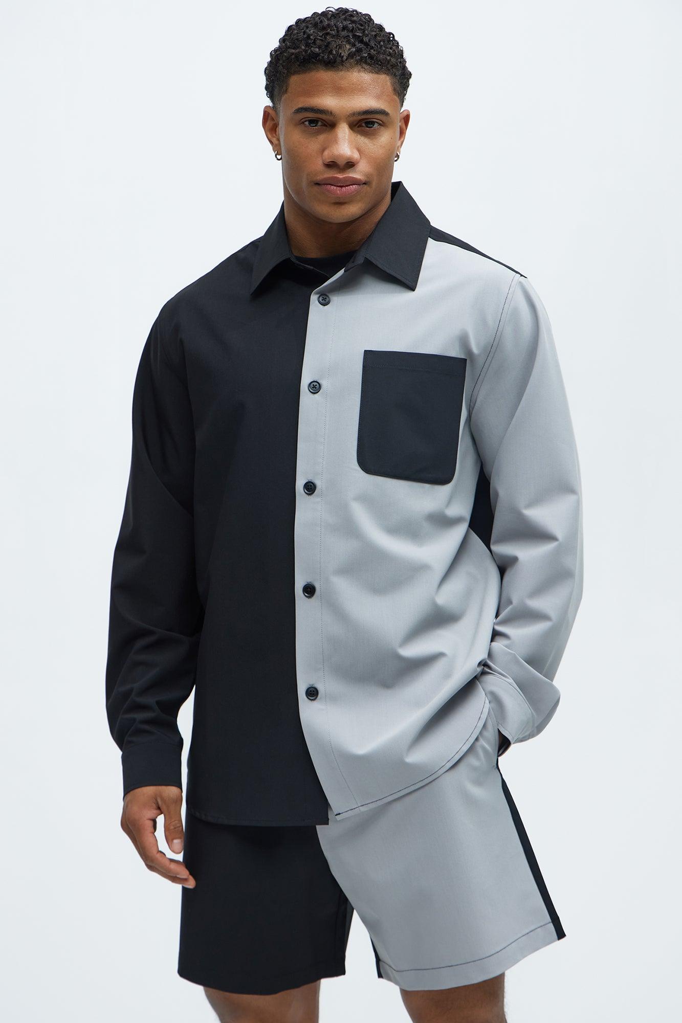 Colorblock Long Sleeve Shirt - Black/combo Product Image