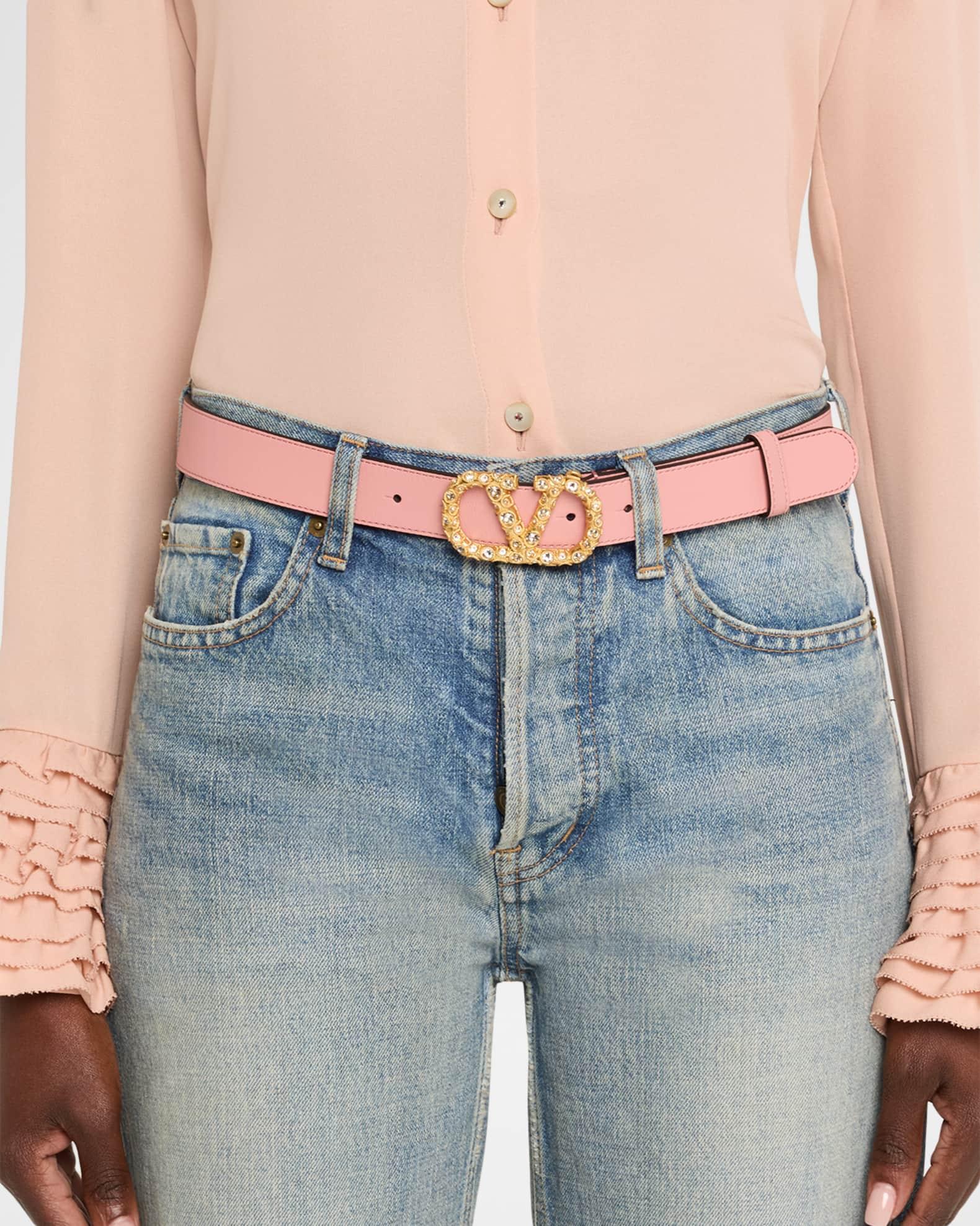 VLogo Signature Jeweled Calf Leather Belt Product Image