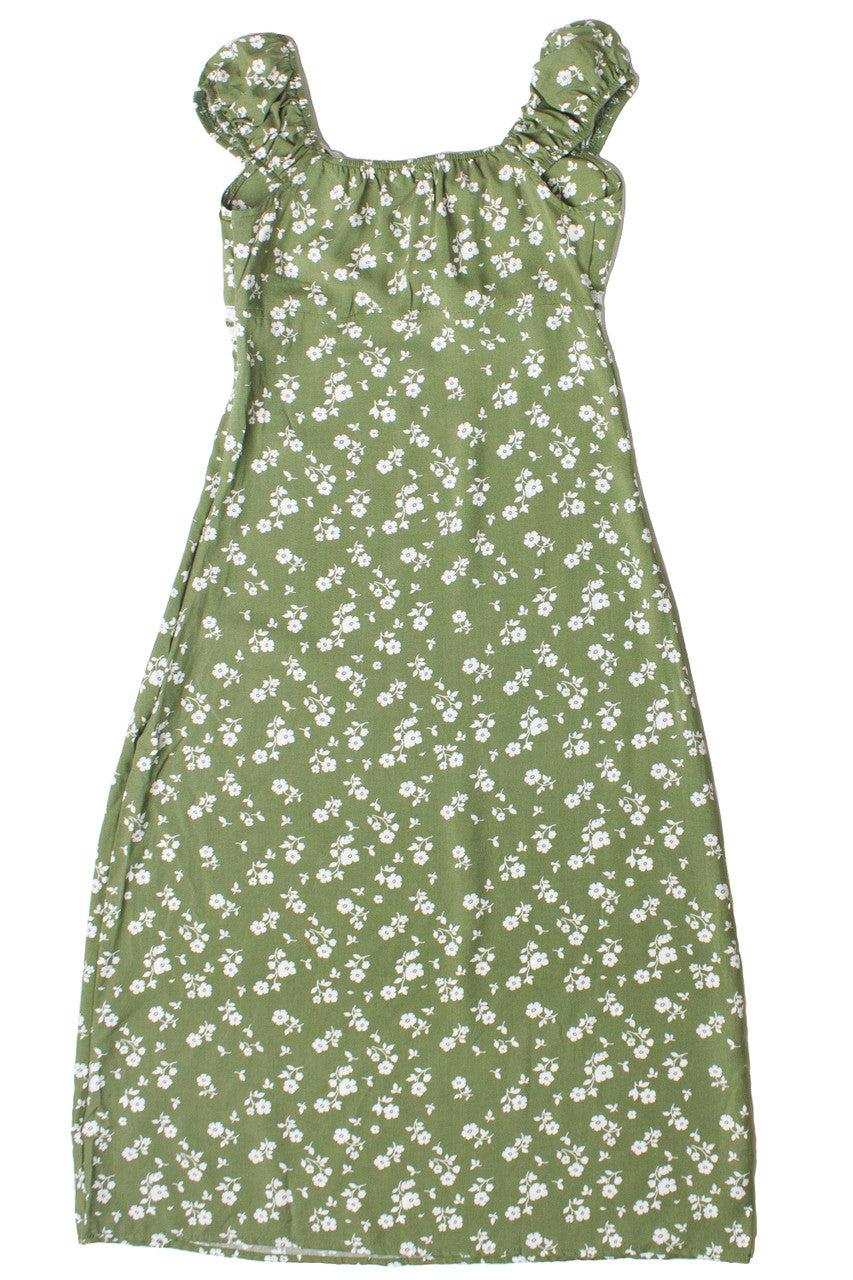 Puff Sleeve Lace Trim Floral Maxi Dress Product Image