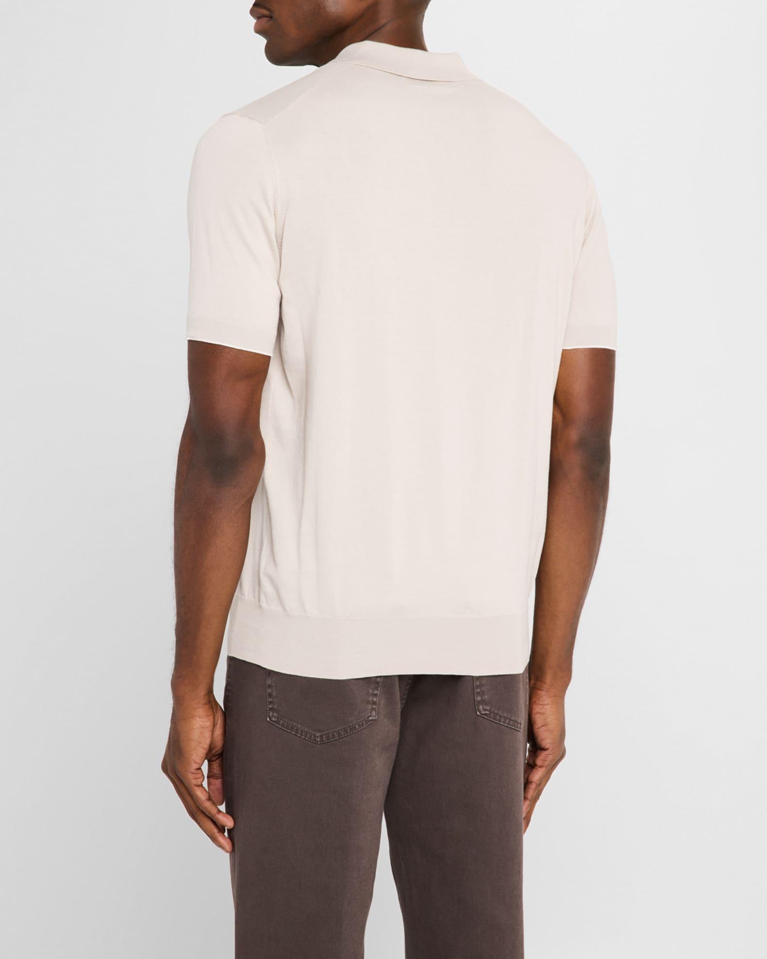 Men's Cotton Johnny Collar Short-Sleeve Polo Sweater Product Image