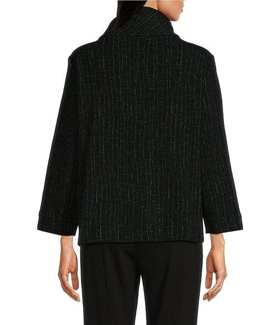 Ali Miles Knit Stretch Jacquard Collared 3/4 Sleeve Jacket Product Image