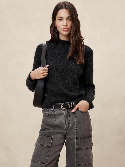 Fuzzy Mock-Neck Sweater Product Image