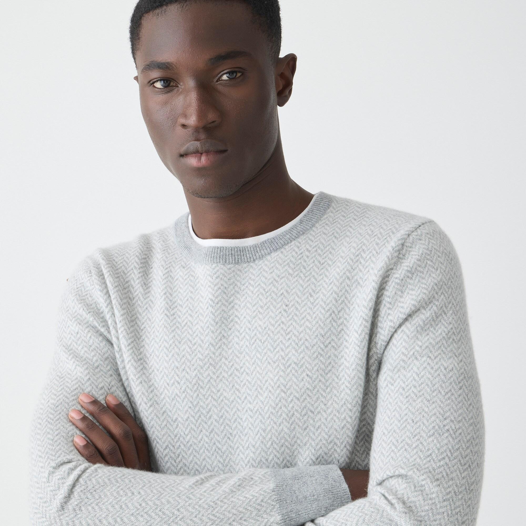 Cashmere herringbone jacquard crewneck sweater Product Image