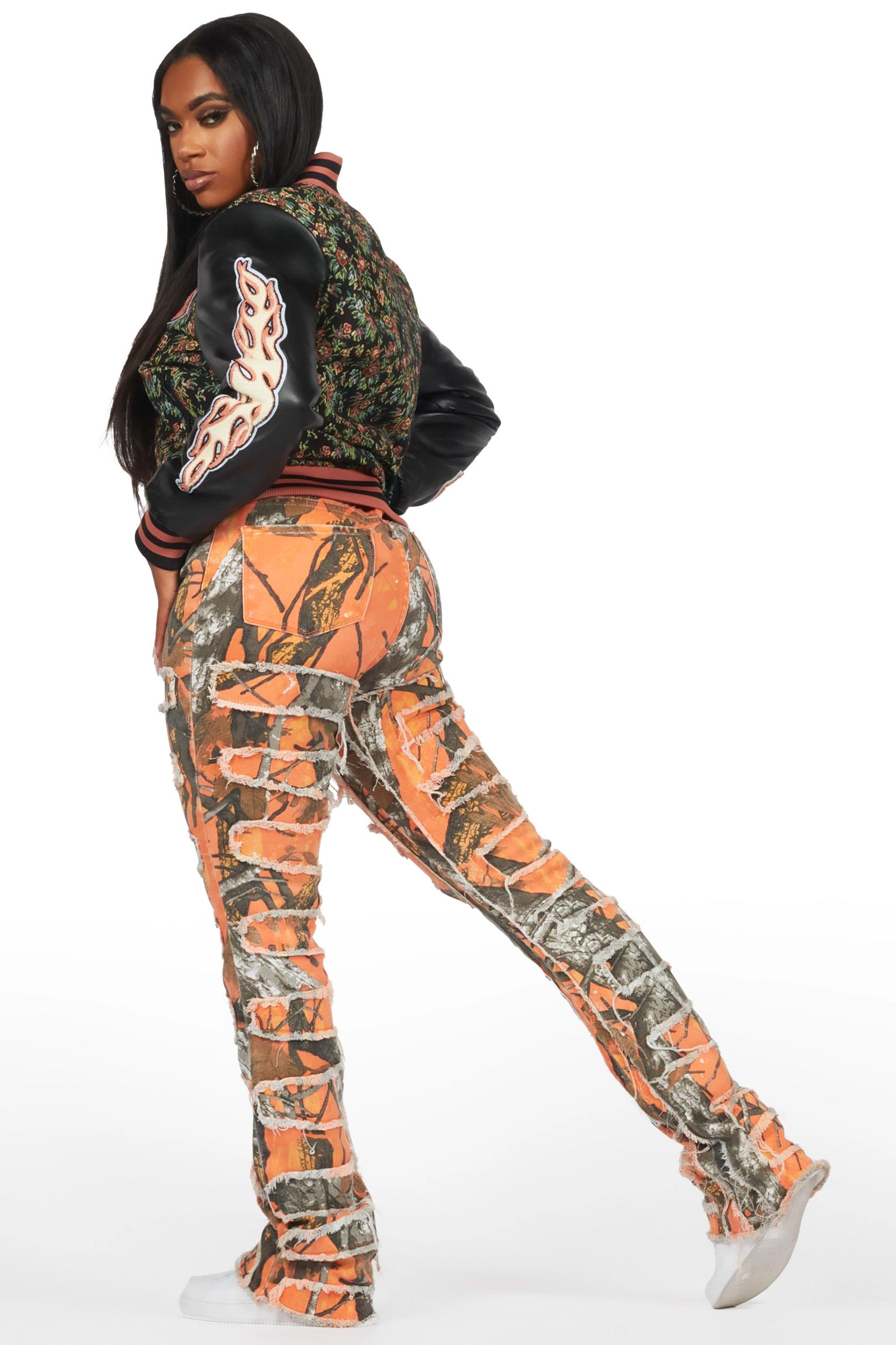 Lakiela Black Oversized Tapestry Varsity Jacket Female Product Image