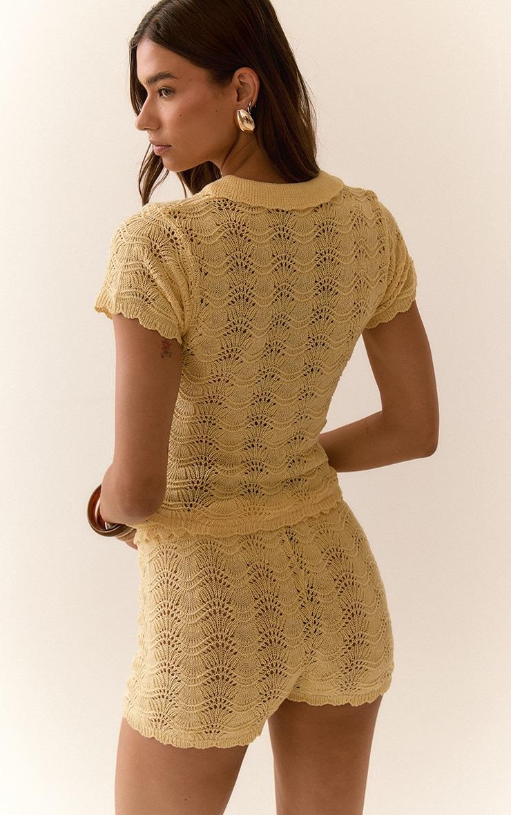Lemon Crochet Polo Neck Top Product Image
