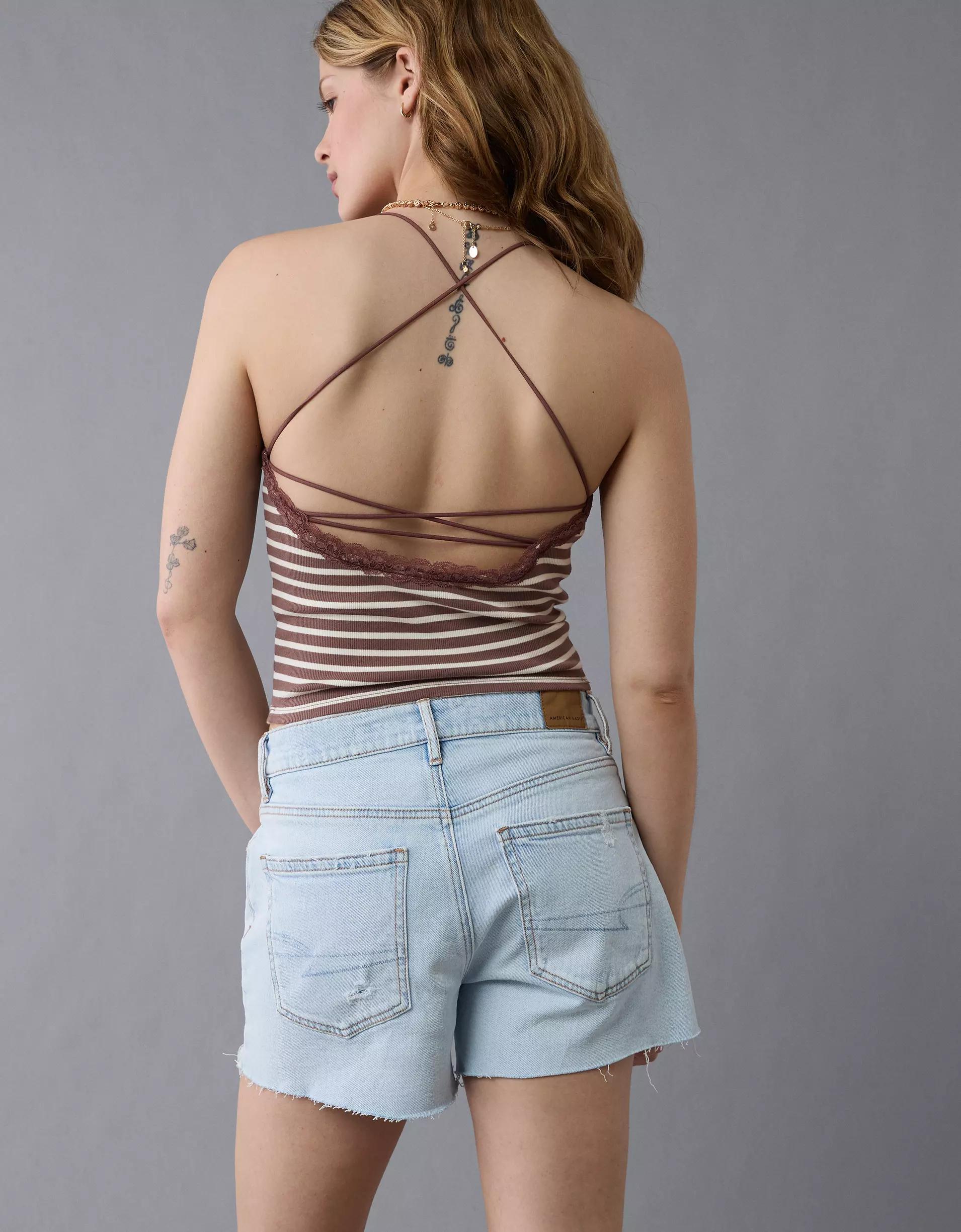 AE Strappy Go Lucky Cropped Lace Tank Top Product Image