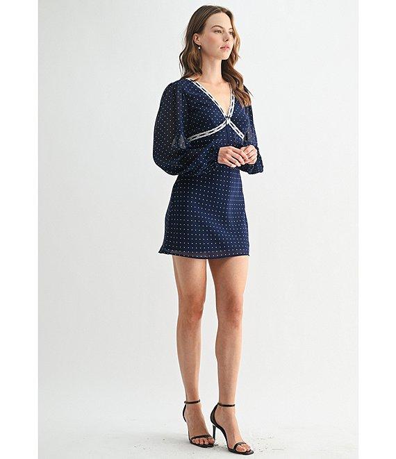All in Favor Polka Dot Long Sleeve Mini Dress Product Image
