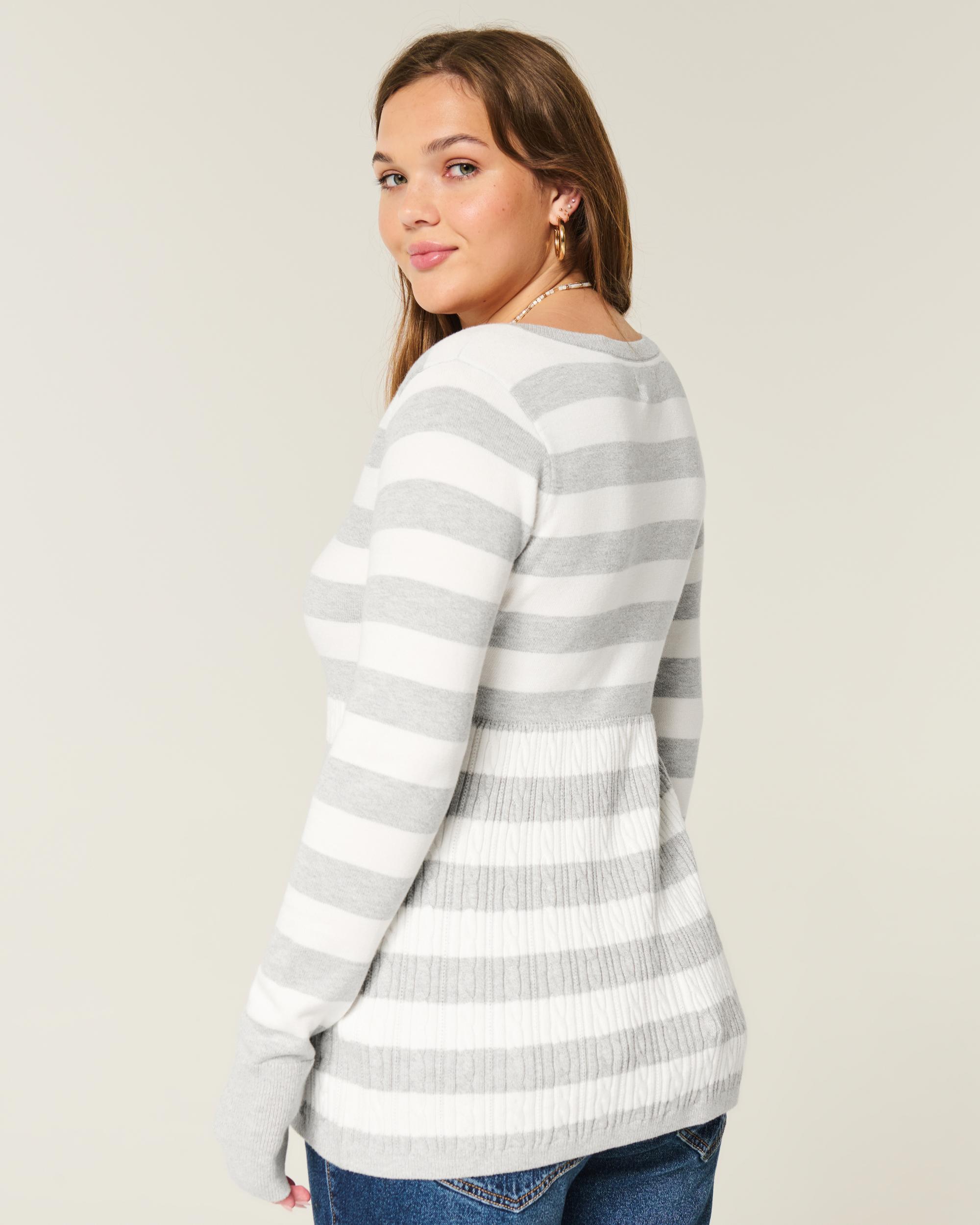 Easy Long-Sleeve Square-Neck Babydoll Sweater Product Image