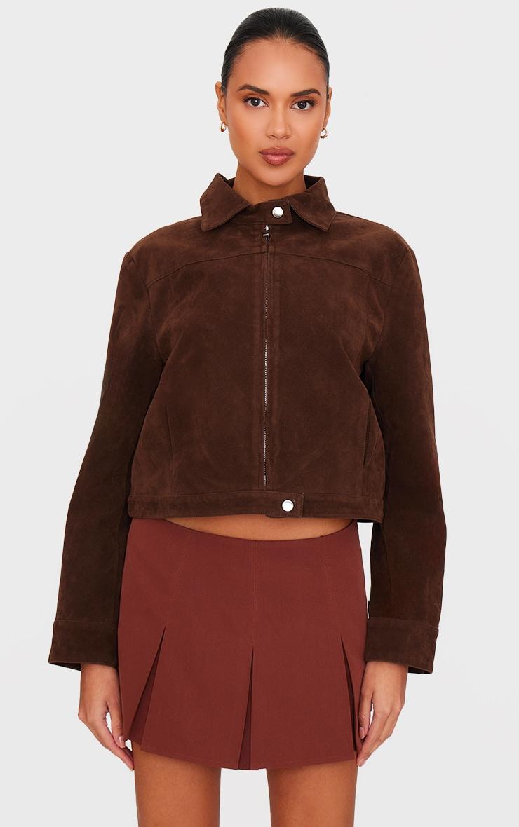 Chocolate Tailored Woven Box Pleat Skater Skort Product Image