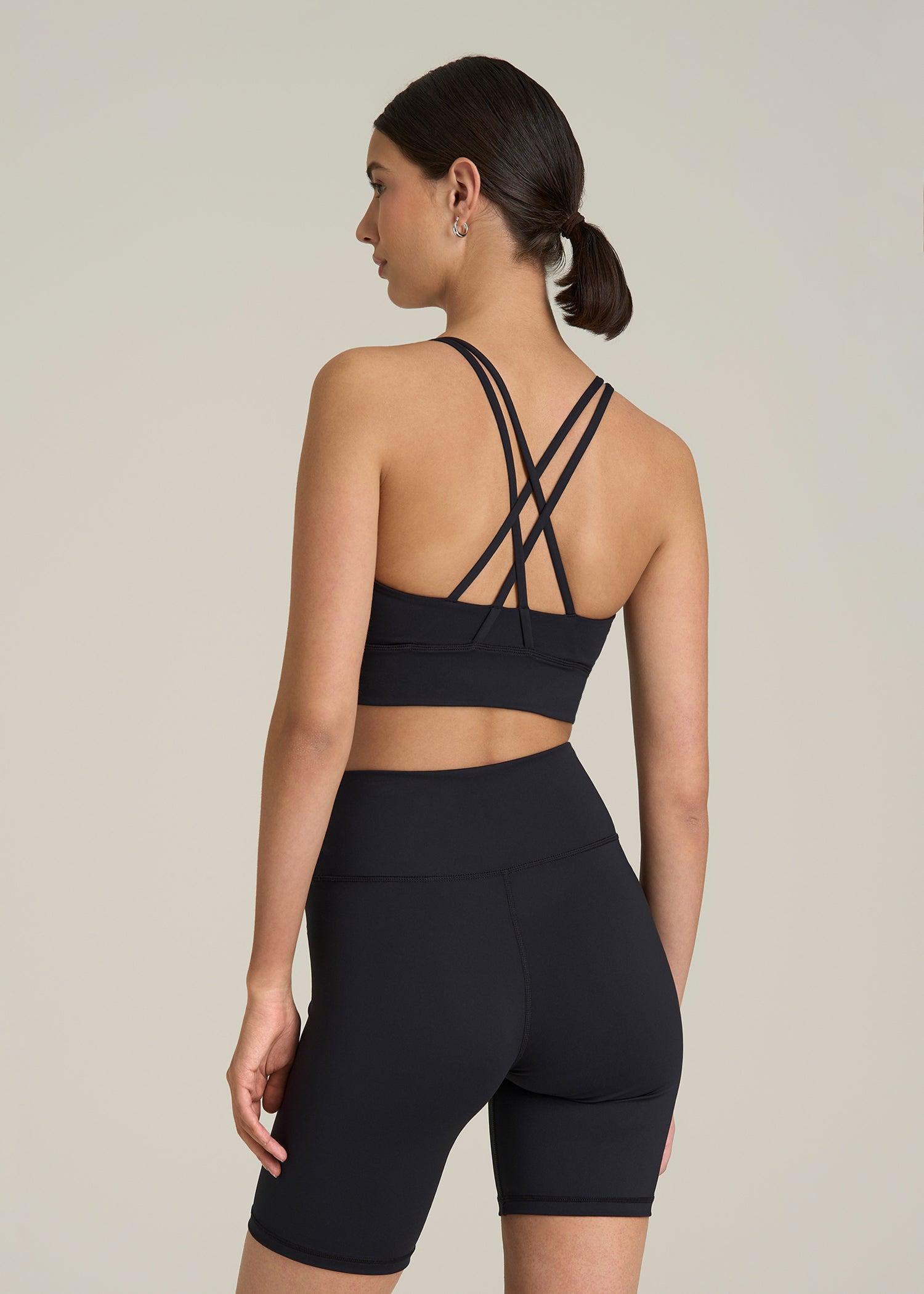 Women's Balance Crisscross Sports Bra for Tall Women in Black Female Product Image