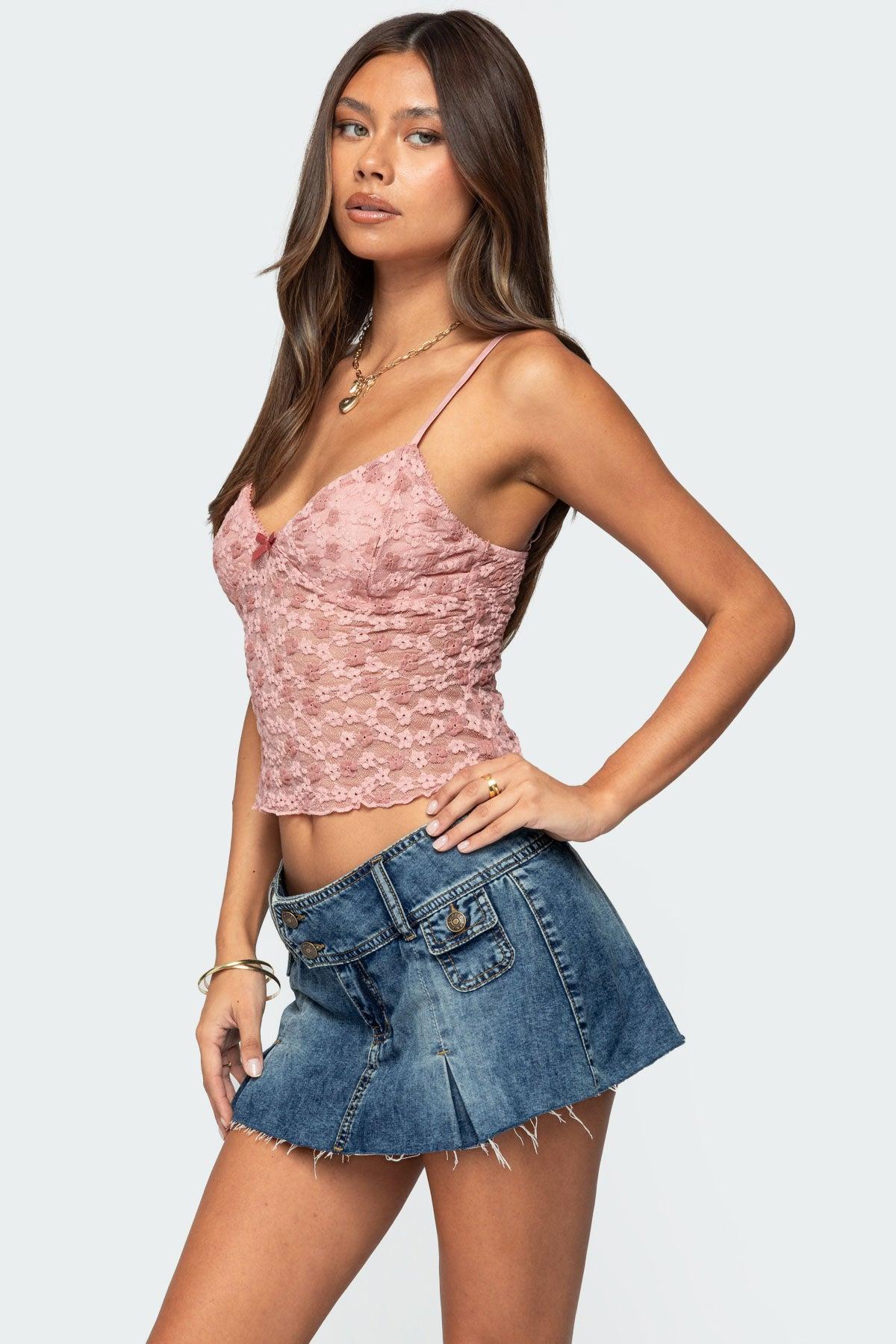 Floral Textured Lace Tank Top Product Image