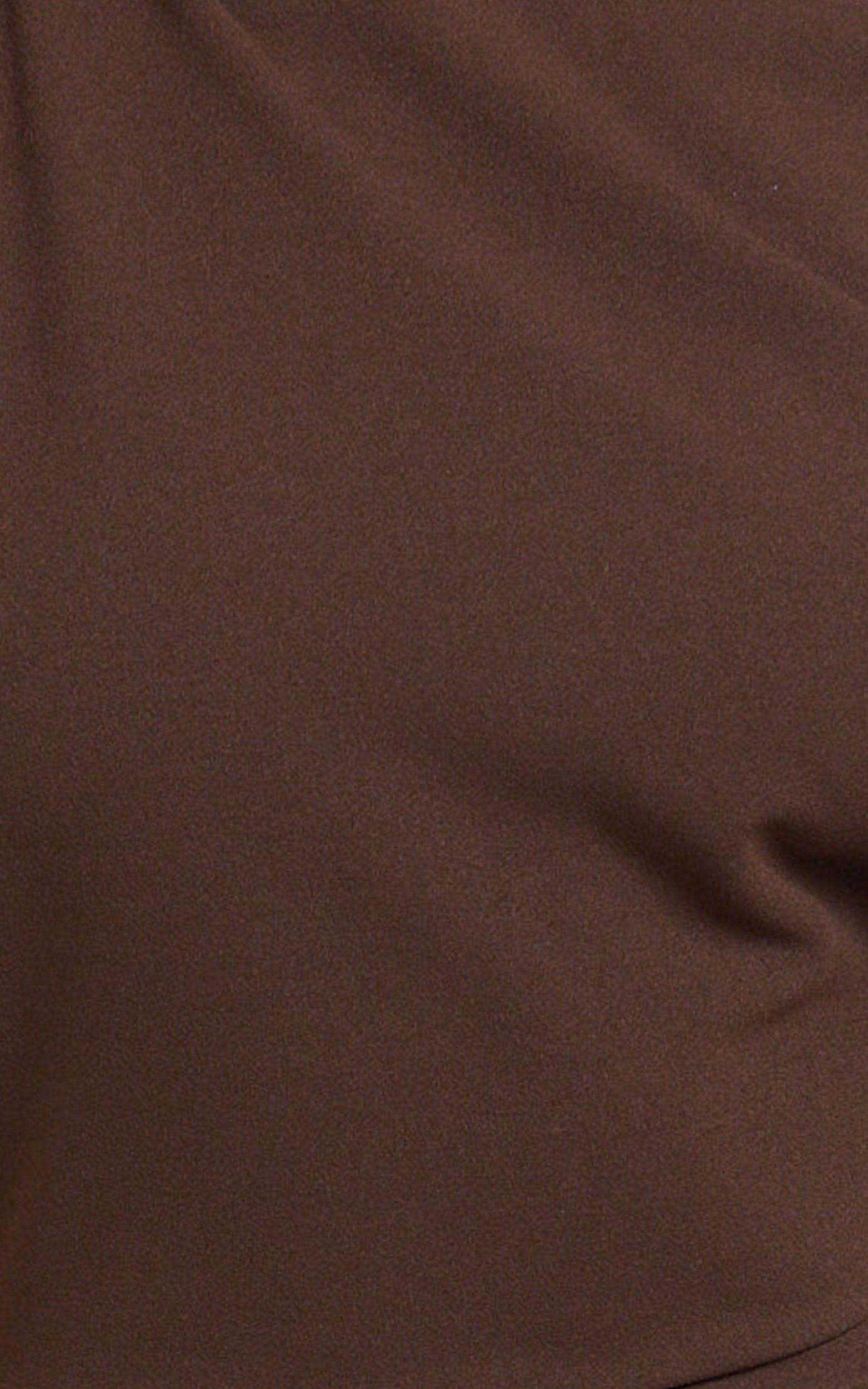 Nalfie Midi Dress - Tipped Shoulder Jersey Drape Dress in Chocolate Product Image