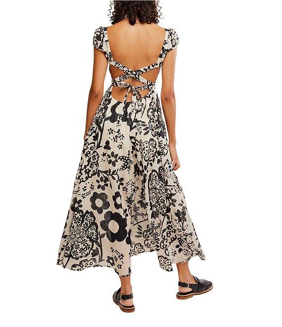 Free People Ultraviolet Floral Print Scoop Neck Short Sleeve Maxi Dress Product Image