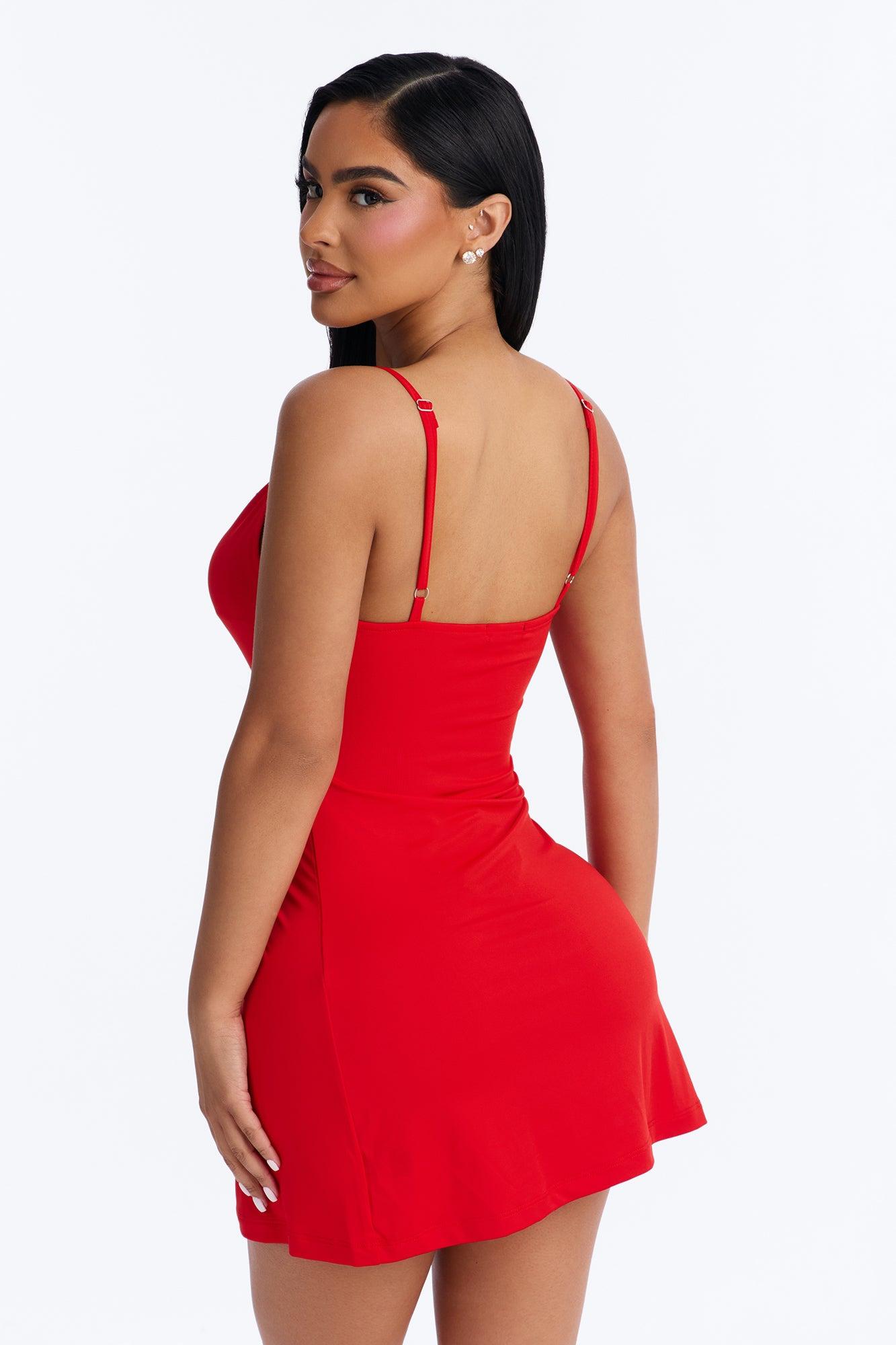 Georgina Cowl Neck Mini Dress - Red Female Product Image