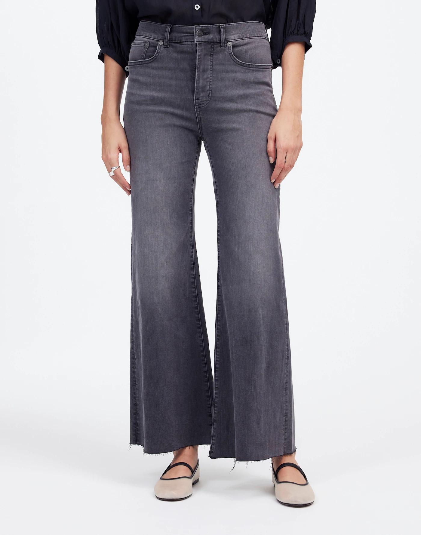 Petite Flared Wide-Leg Crop Jeans Product Image
