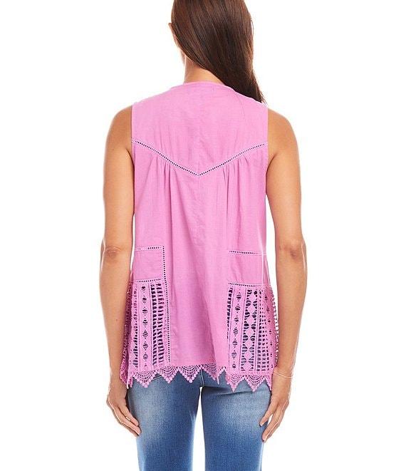 Karen Kane Crew Neck Sleeveless Lace Top Product Image