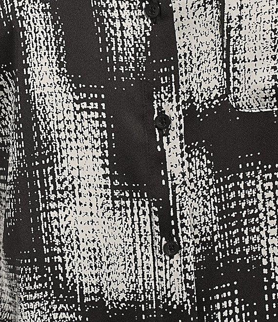 DKNY By Donna Karan Satin Crepe De Chine Point Collar Roll-Tab Sleeve Button Front Shirt Product Image