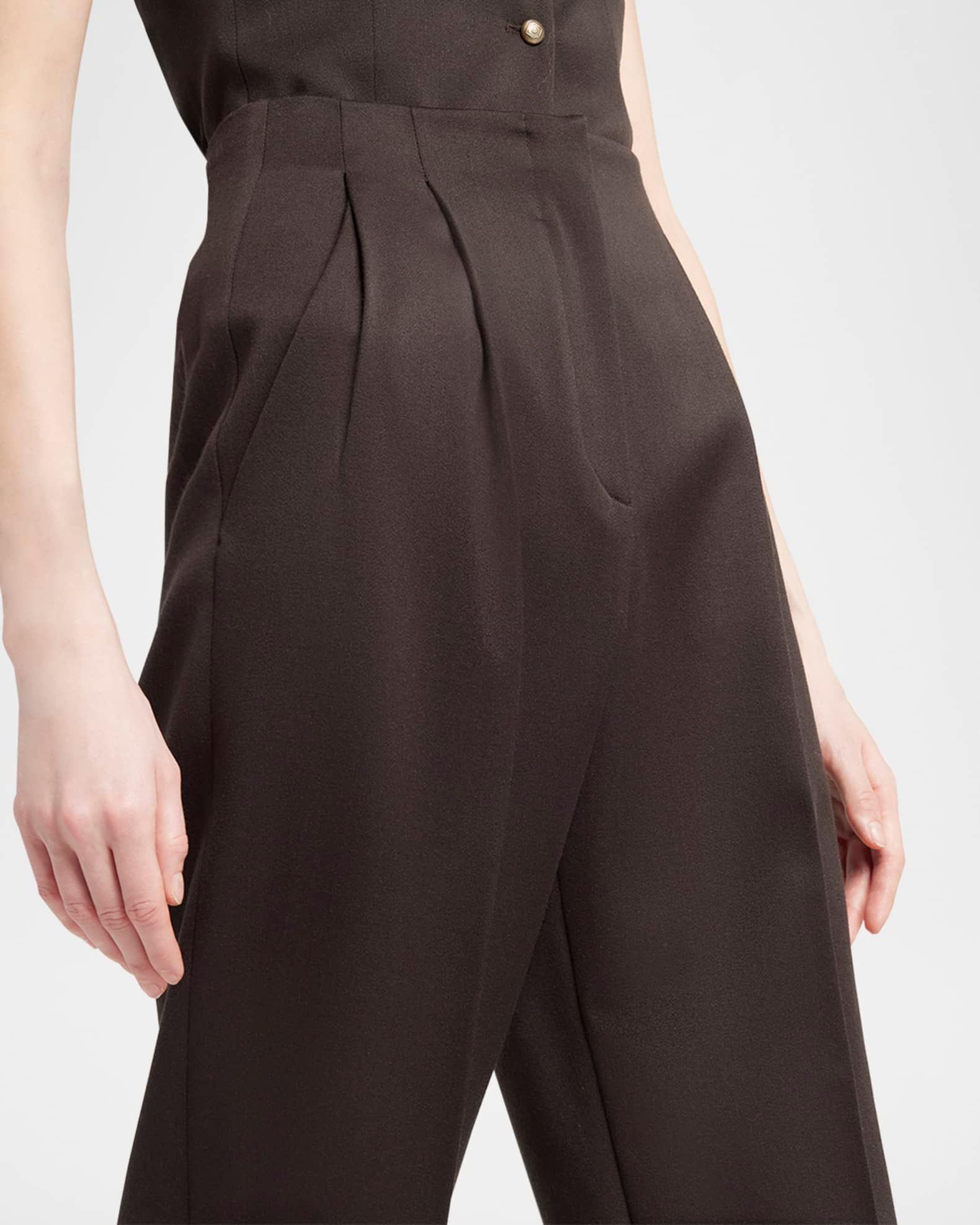 Pleated Wool Straight-Leg Ankle Trousers Product Image