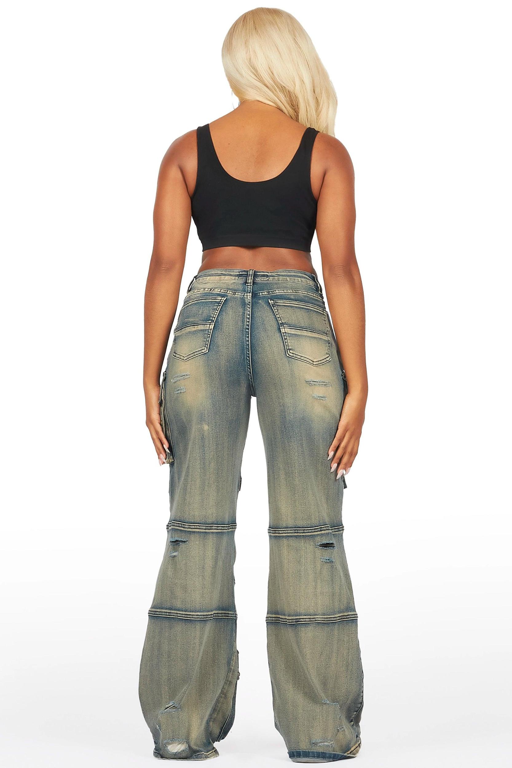 Tarella Tinted Dark Wash Wide Leg Jean Female Product Image