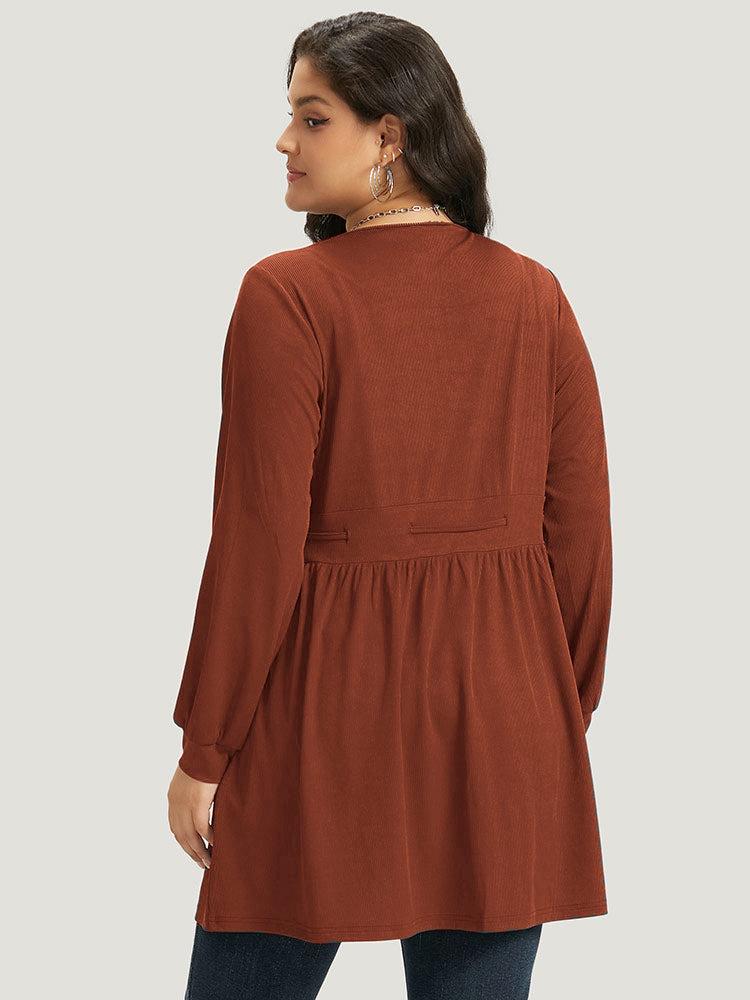 Plain Drawstring Knot Gathered Open Front Coat Female Product Image