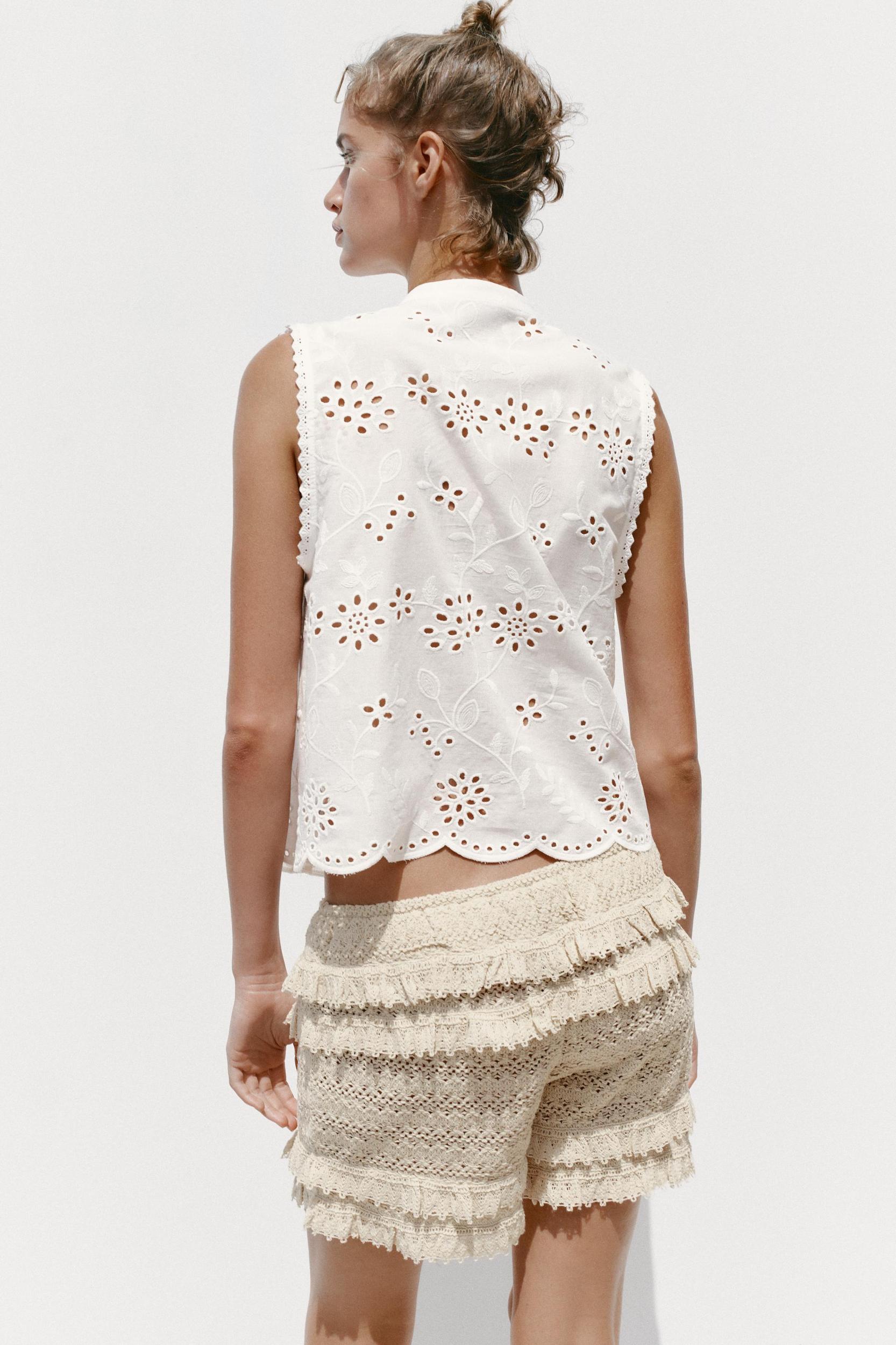 EMBROIDERED EYELET SHIRT Product Image