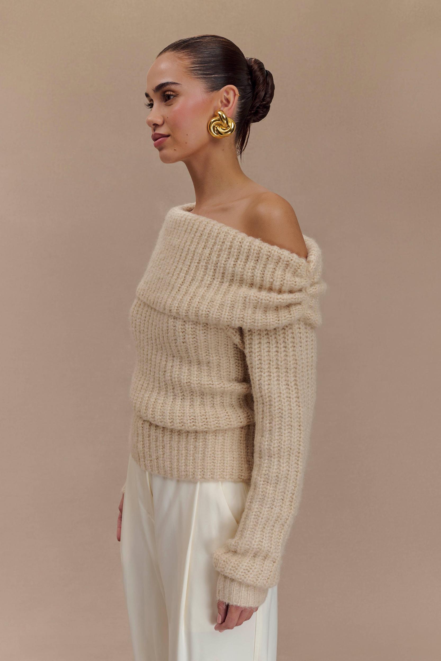 Alicia Off Shoulder Knit Top - Cream Product Image