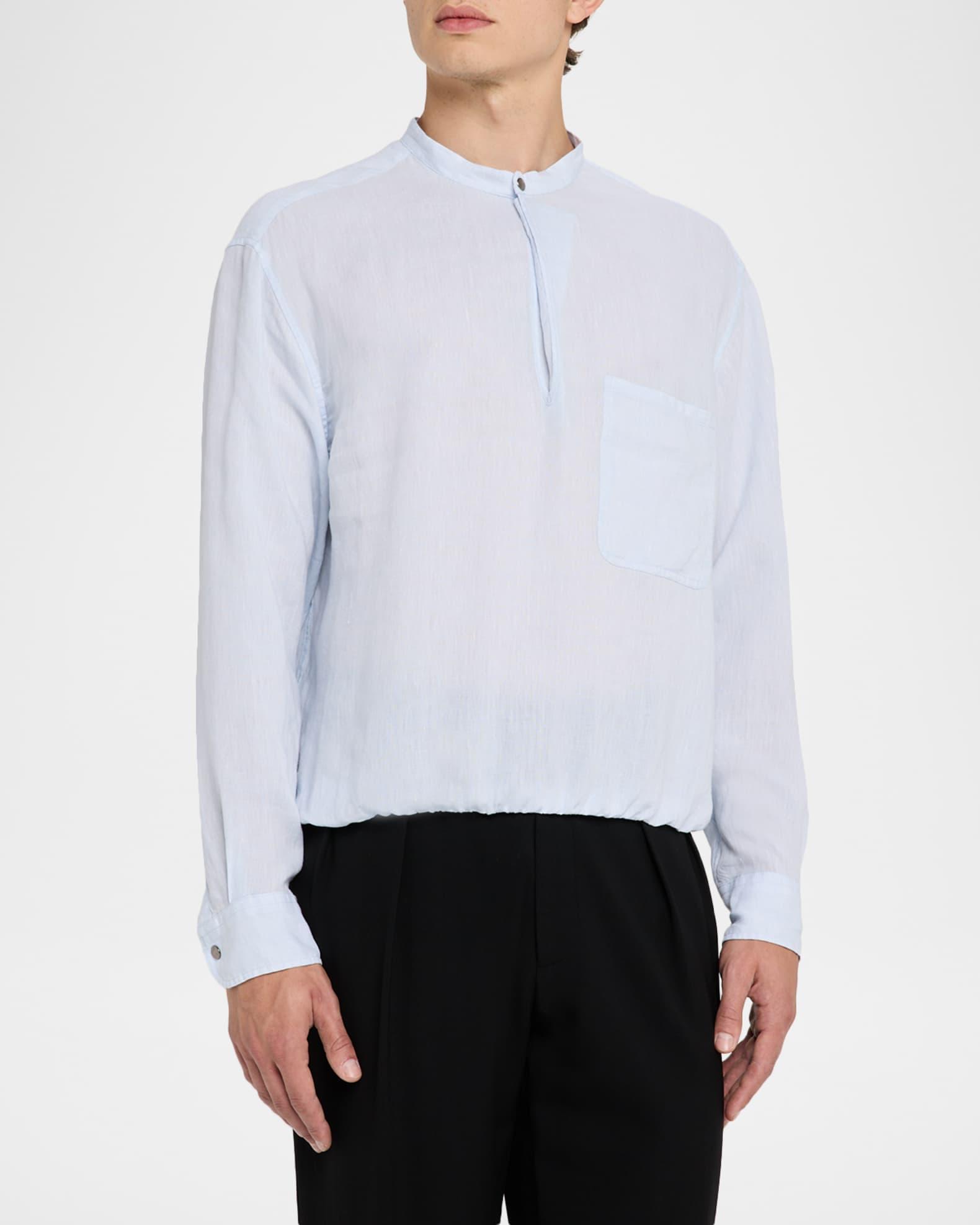 Men's Linen Nehru-Collar Sport Shirt Product Image