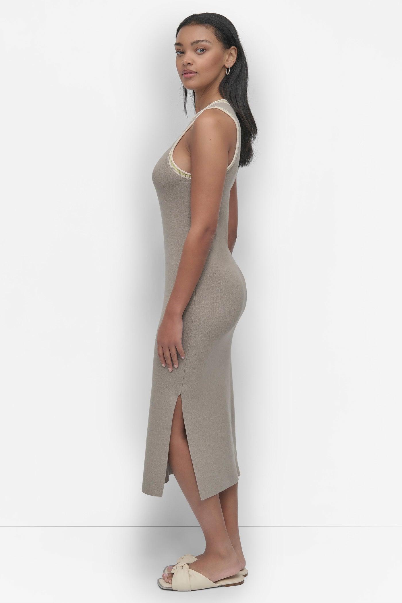 COLOR BLOCK TRIM RACER FRONT MIDI DRESS Product Image