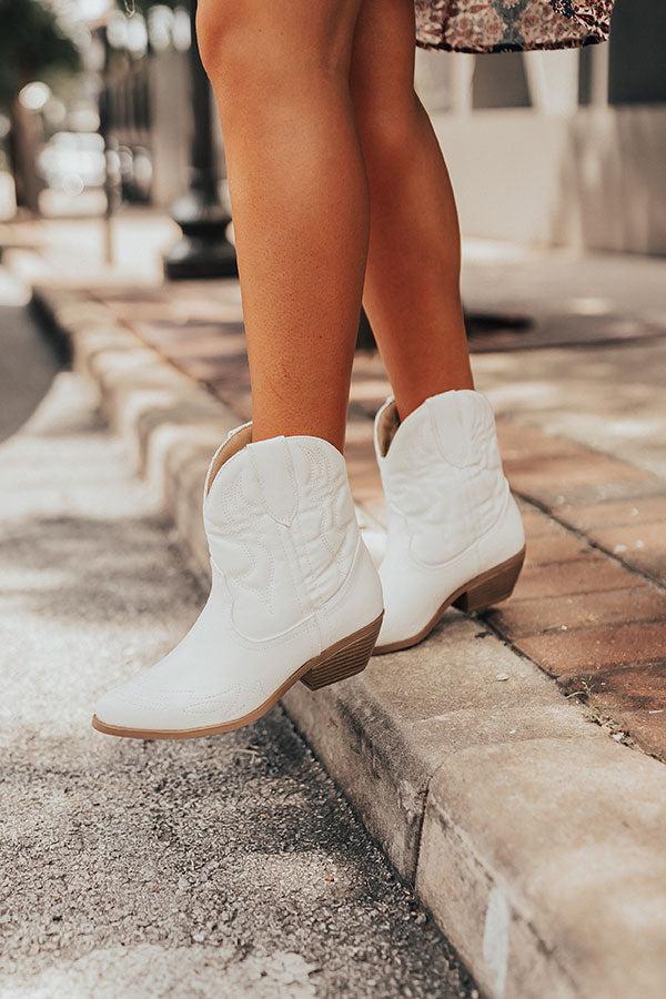 The Coop Faux Leather Cowboy Boot In White Product Image