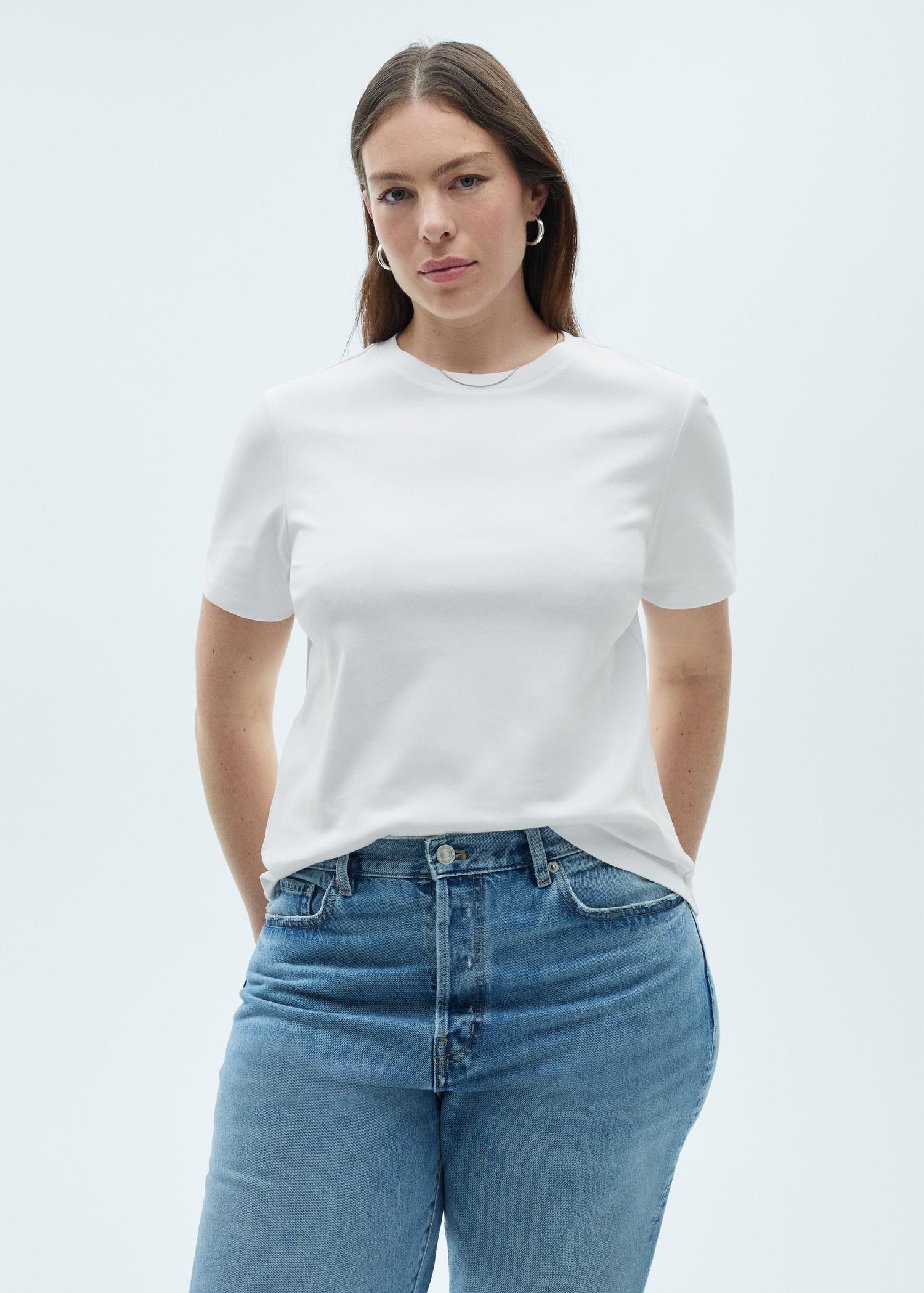 Short-sleeved cotton t-shirt - Women | MANGO USA Product Image
