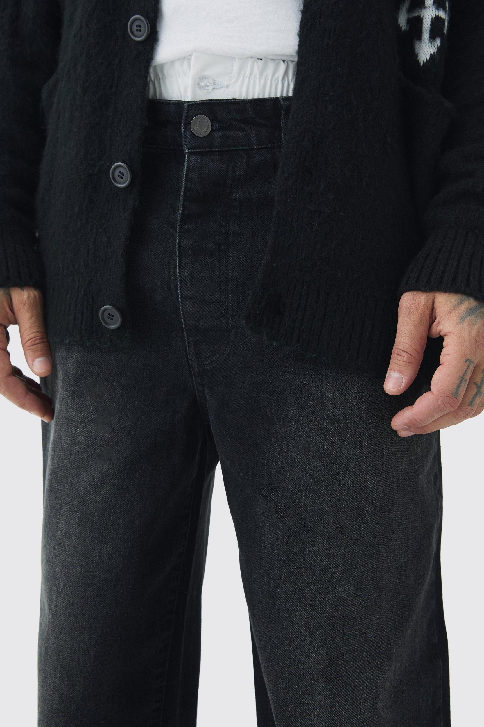 Tall Baggy Rigid Double Waistband Denim Jeans | boohooMAN USA Product Image