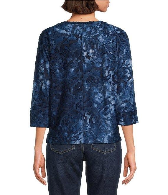 Westbound Notch Collar Printed 3/4 Sleeve Blouse Product Image