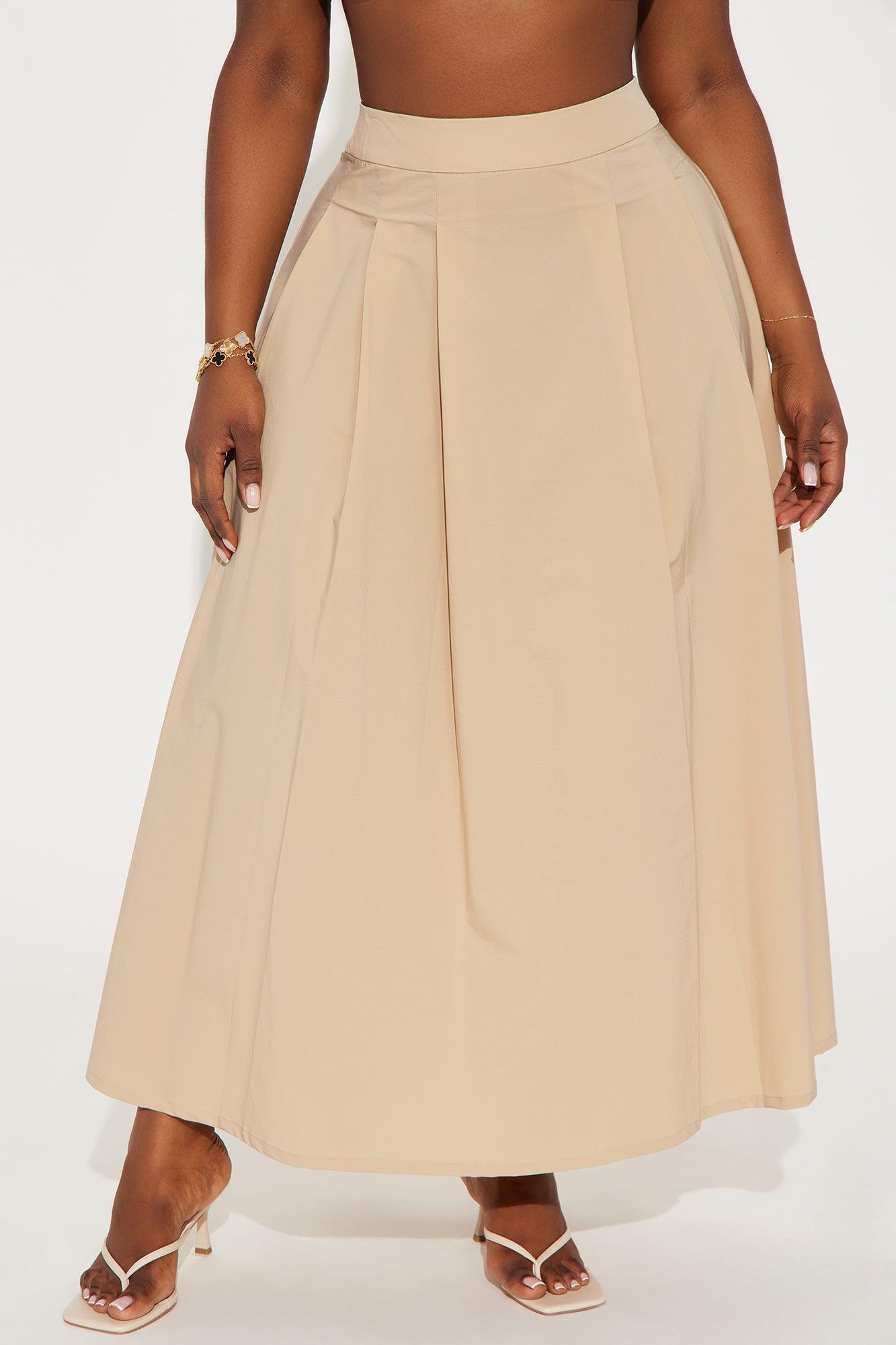 Alayah Pleated Maxi Skirt - Khaki Product Image