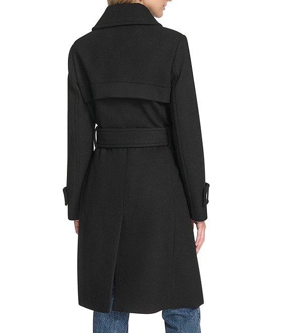 Andrew Marc Sport Lawley Wool Blend Point Collar Belted Zip Front Trench Coat Product Image