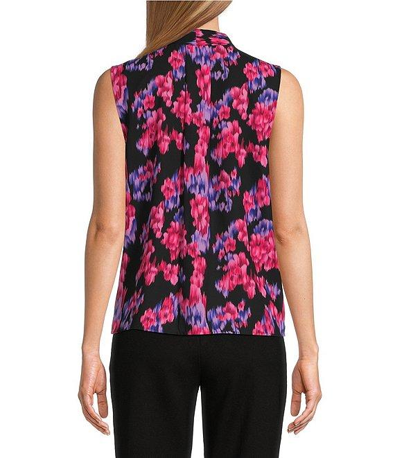 Investments Platinum Suiting Floral Woven Sleeveless V-Neck Button Front Top Product Image
