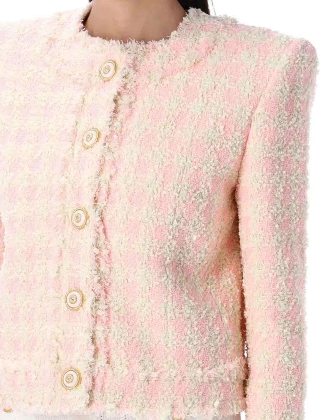 BALMAIN 5-button Textured Tweed Jacket In Neutral Product Image