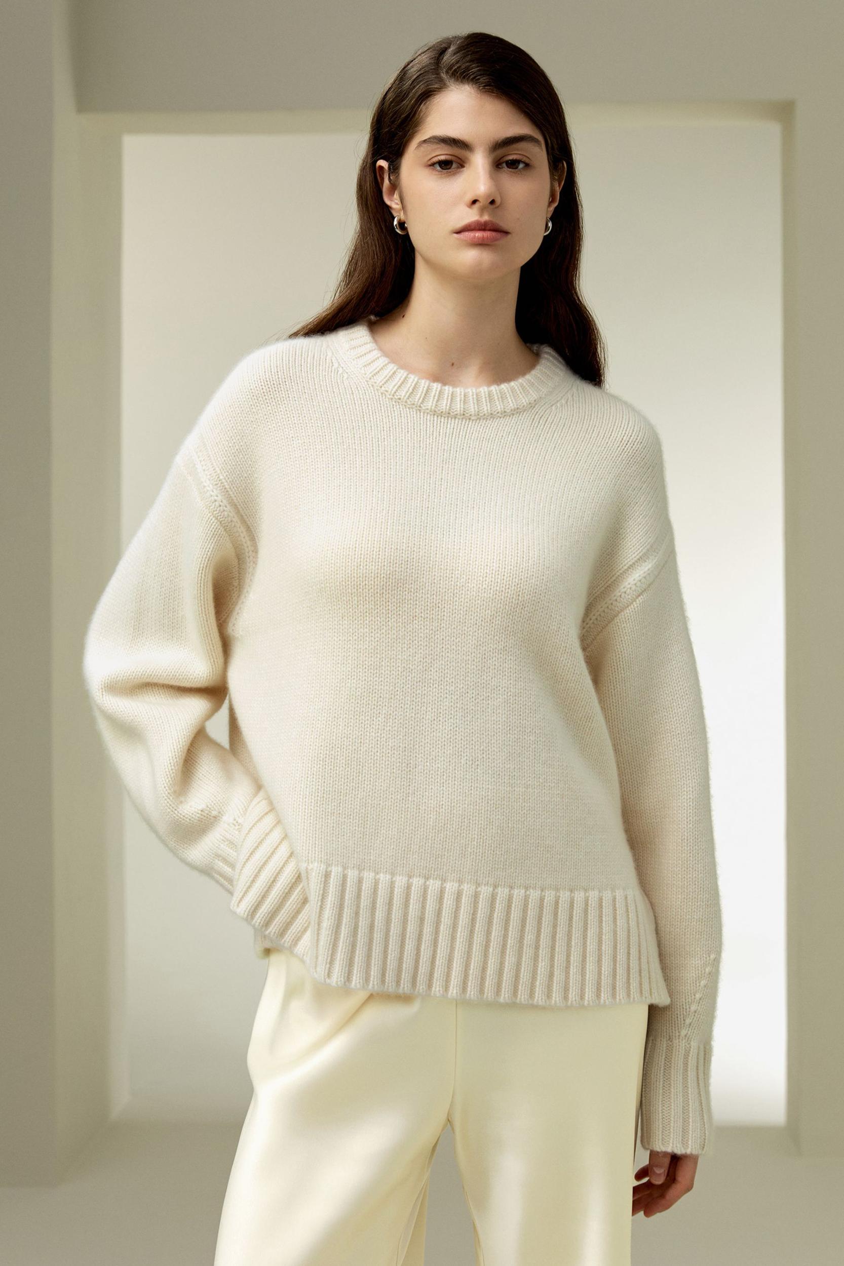 Boxy Crewneck Cashmere Sweater Product Image