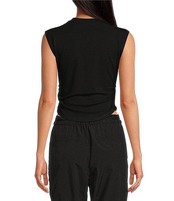 Gianni Bini Knit Mock Neck Cap Sleeve Crop Top Product Image