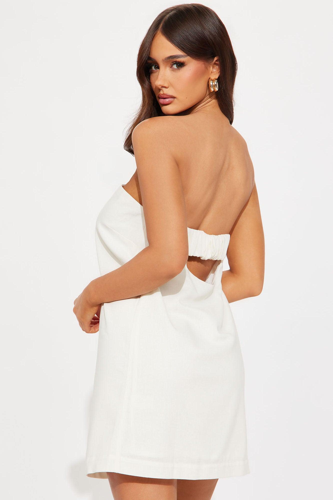 Tanya Linen Mini Dress - White Female Product Image