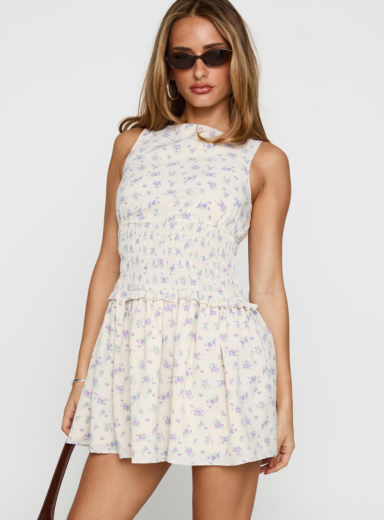 Yennifer Shirred Mini Dress Floral Multi Product Image