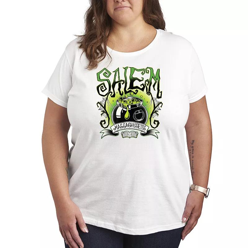 Plus Size Salem Witchy Collegiate Graphic Tee, Womens Blue Product Image