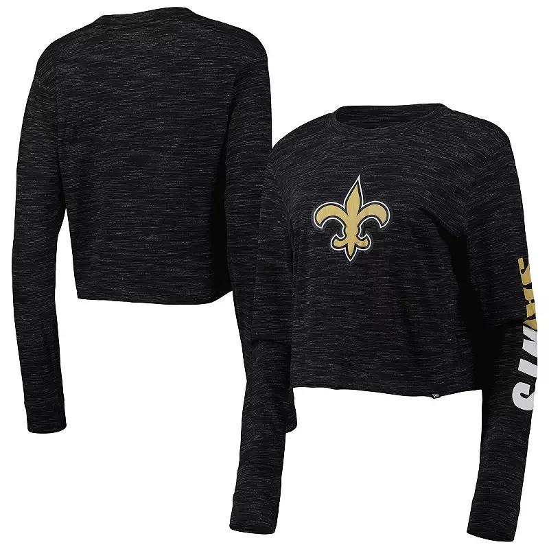 Women's New Era Black New Orleans Saints Crop Long Sleeve T-Shirt, Size: Large Product Image