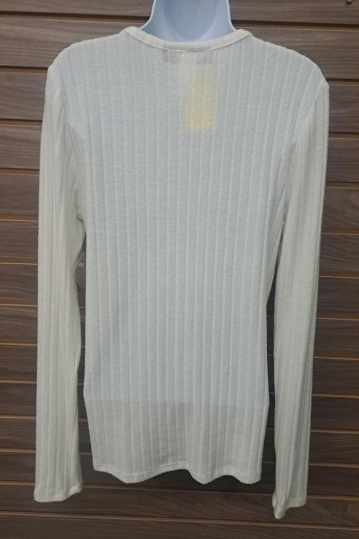 Ribbed button down V neck tie front top Product Image