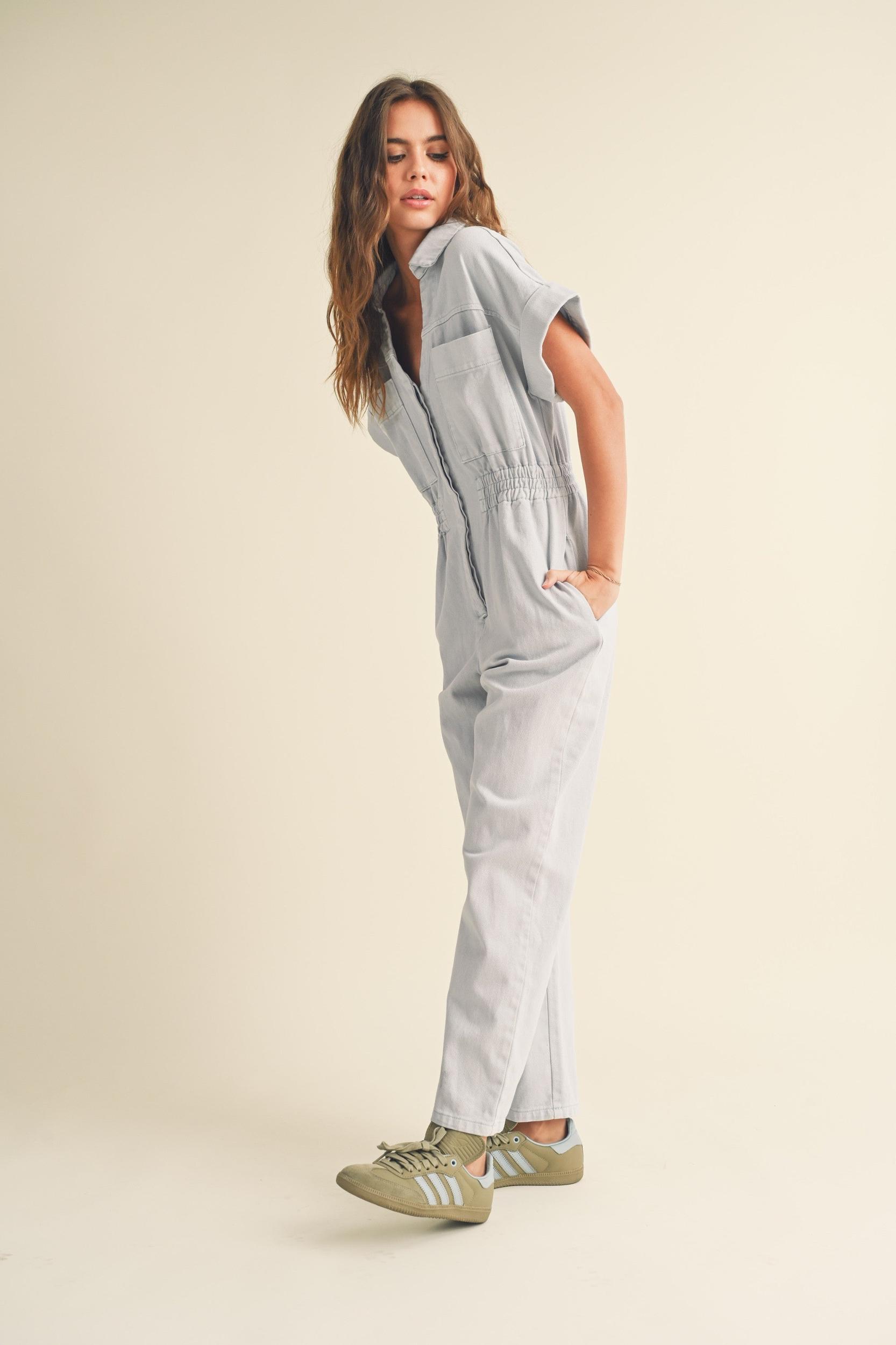 Cotton Denim Comfy Jumpsuit Product Image