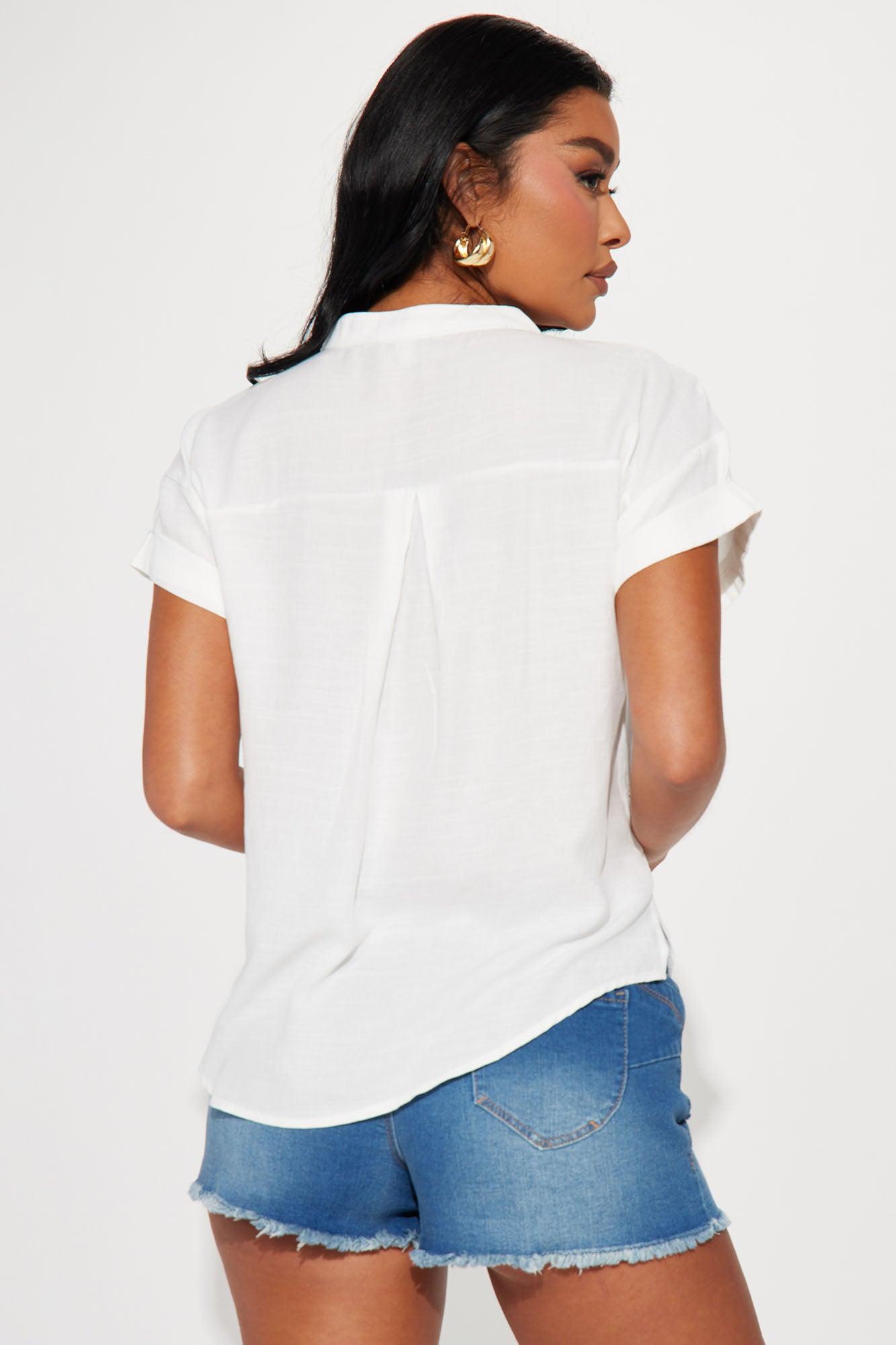 Always Carried Away Linen Top - Off White Product Image