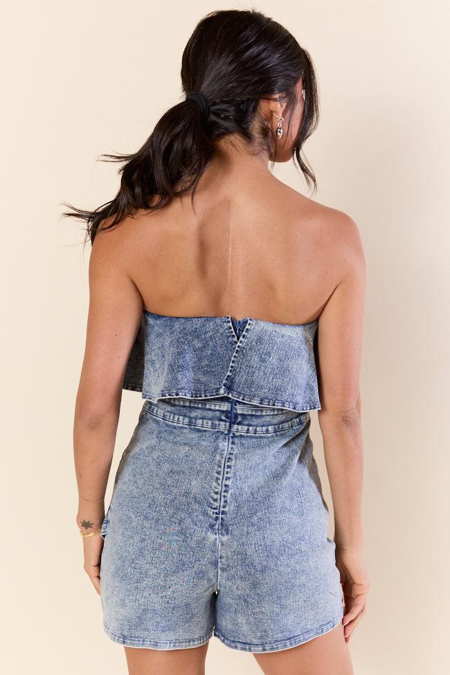 Dusk To Denim Wrap Romper Product Image