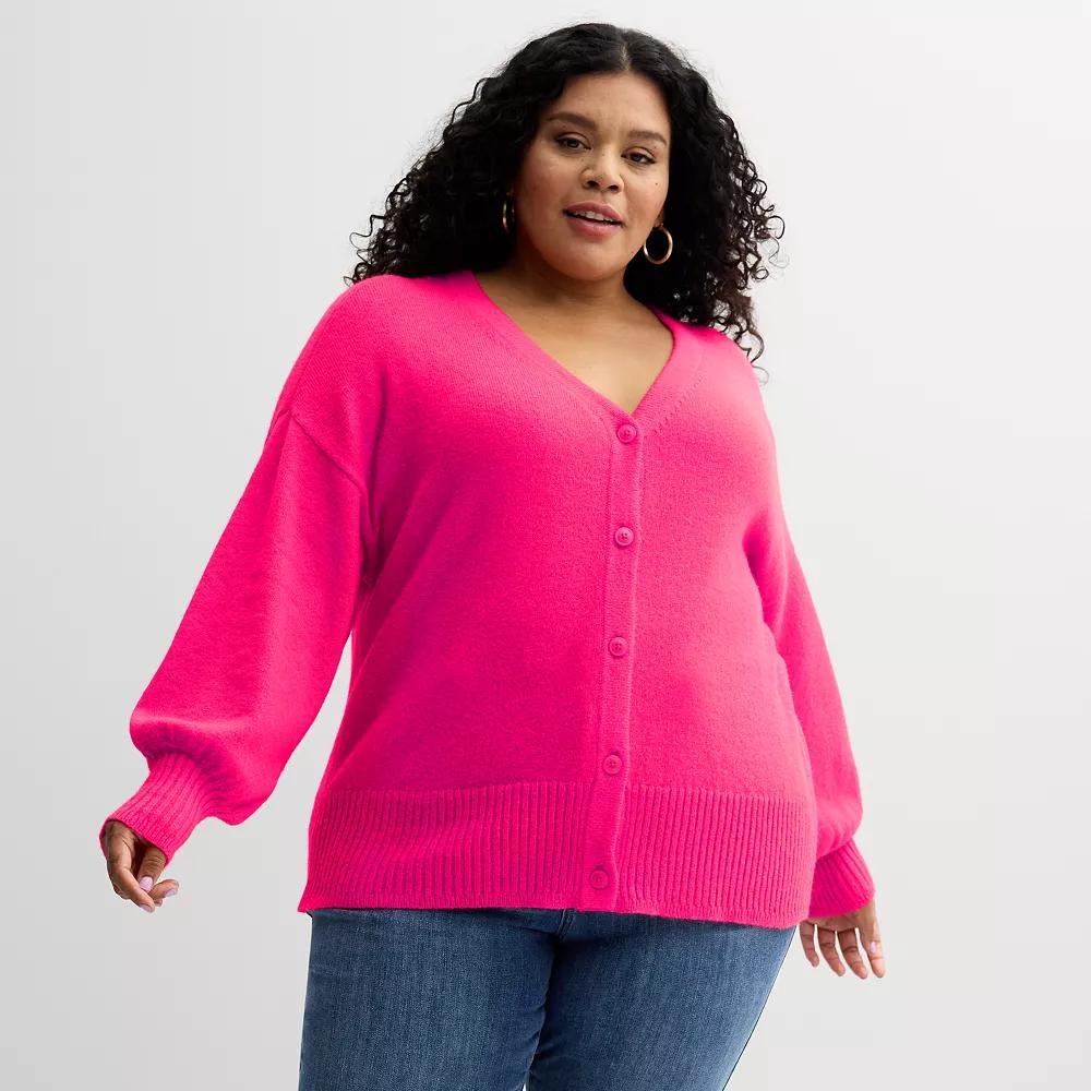 Plus Size Sonoma Goods For Life® Button-Front Cardigan, Women's, Size: 3XL, Pink Theme Product Image