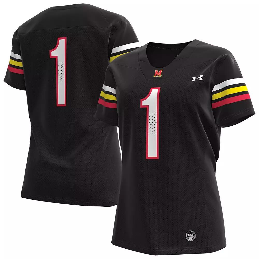 Women's Under Armour #1 Black Maryland Terrapins Replica Football Jersey,  Product Image