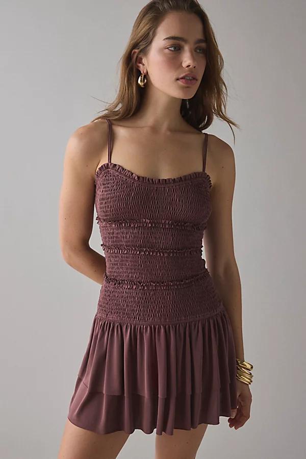 Urban Outfitters UO Heide Smocked Drop Waist Mini Dress Womens at Urban Outfitters Product Image